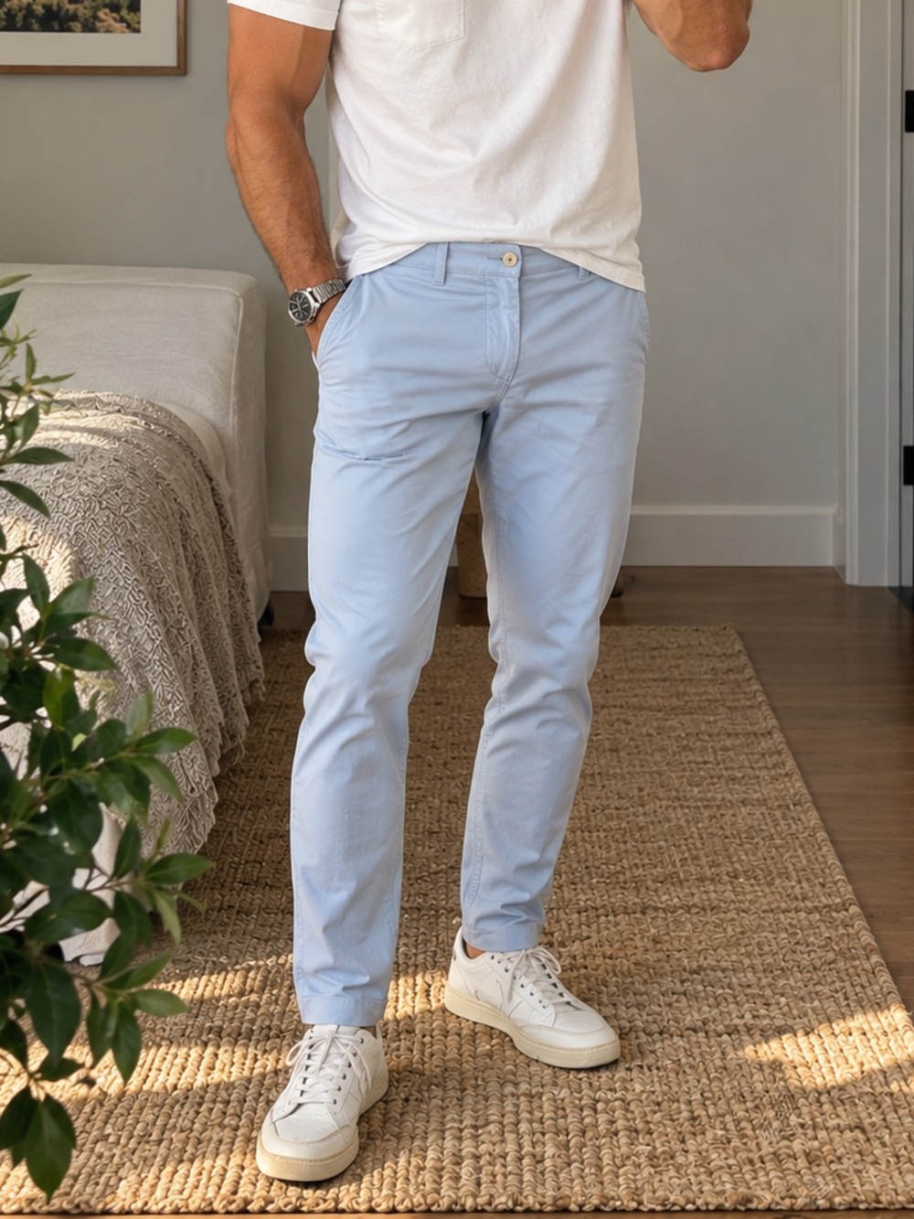 Zara Man Men's Straight Leg Pants in Blue Like New